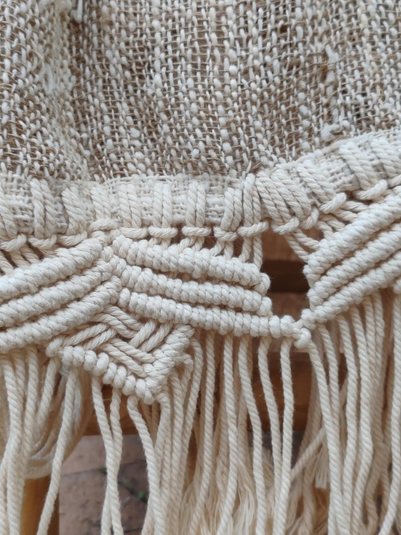 Plaid artisanal coton & jute – Franges macramé