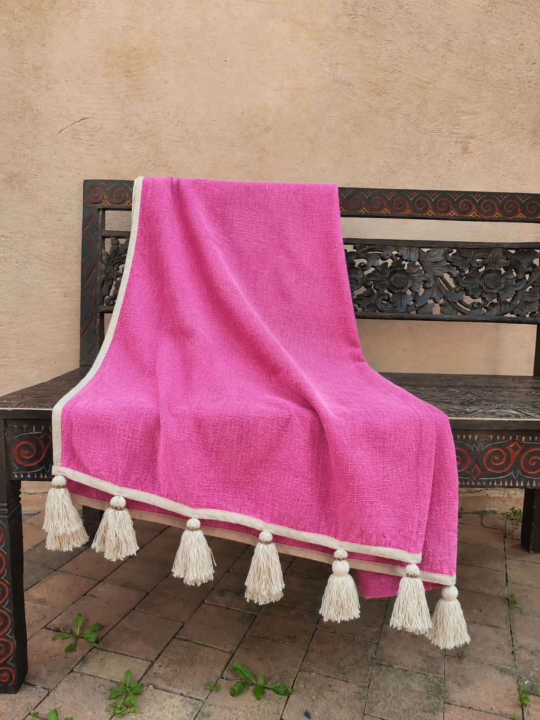 Plaid rose en coton – 210x115