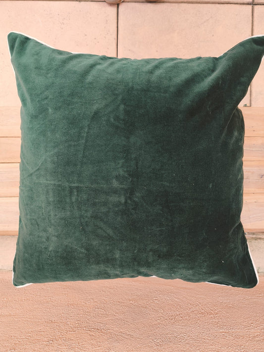 Coussin velours kaki