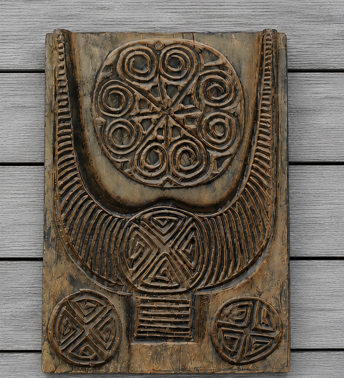 Panneau sculpté du Timor - Tête de buffle