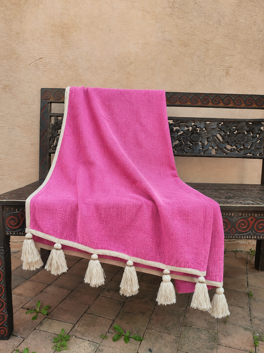 Plaid rose en coton – 210x115